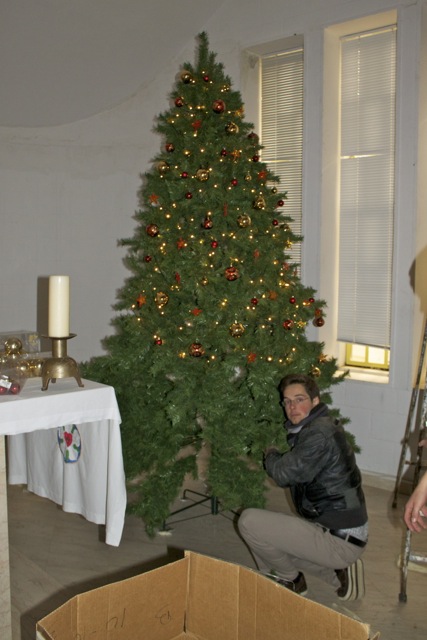 Der Weihnachtsbaum wird aufgestellt
